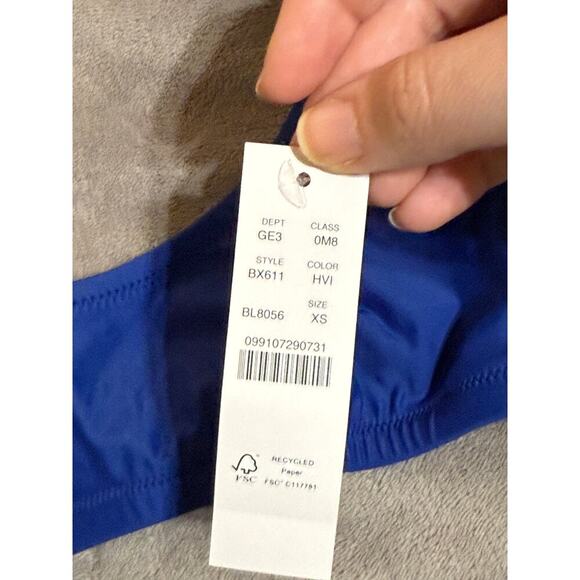 NWT J.Crew Heritage Scoop Neck Bikini Top Venetian Blue Size Extra Small XS - Picture 4 of 5